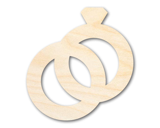 Unfinished Wood Wedding Rings Shape | DIY Craft Cutout | up to 46" DIY