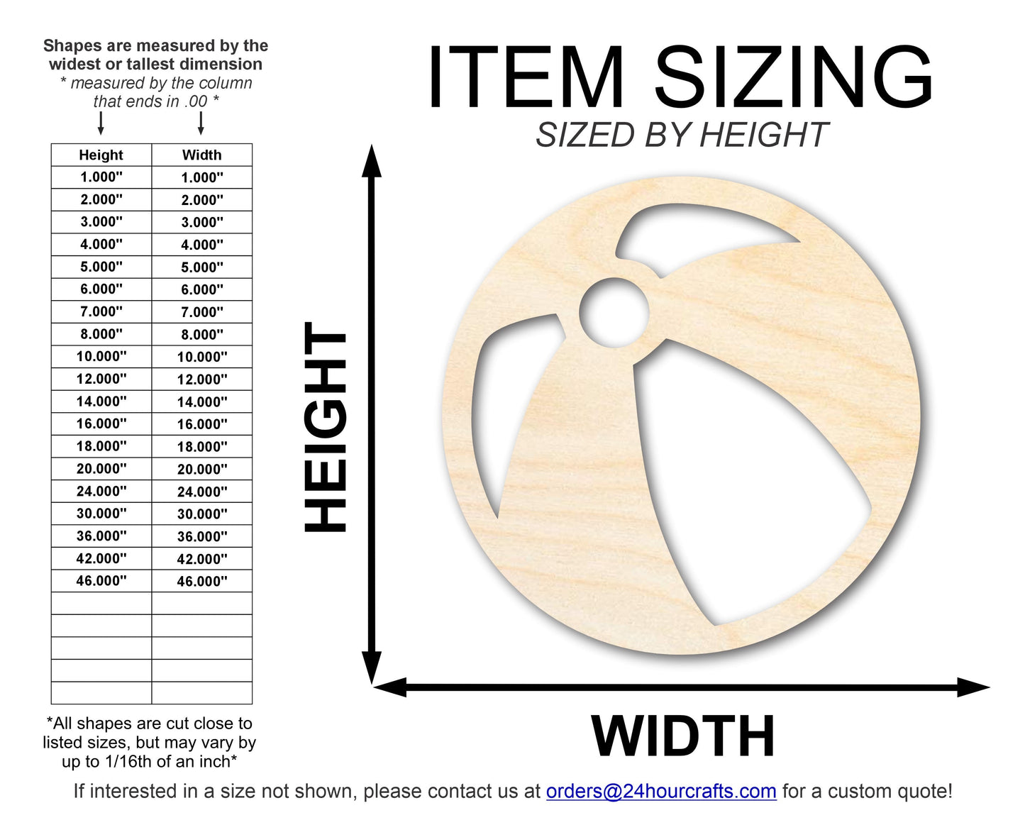 Unfinished Wood Beach Ball Shape | DIY Craft Cutout | up to 46" DIY