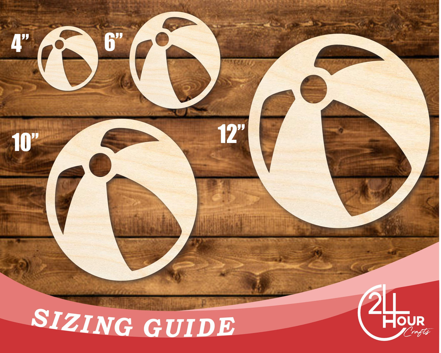 Unfinished Wood Beach Ball Shape | DIY Craft Cutout | up to 46" DIY