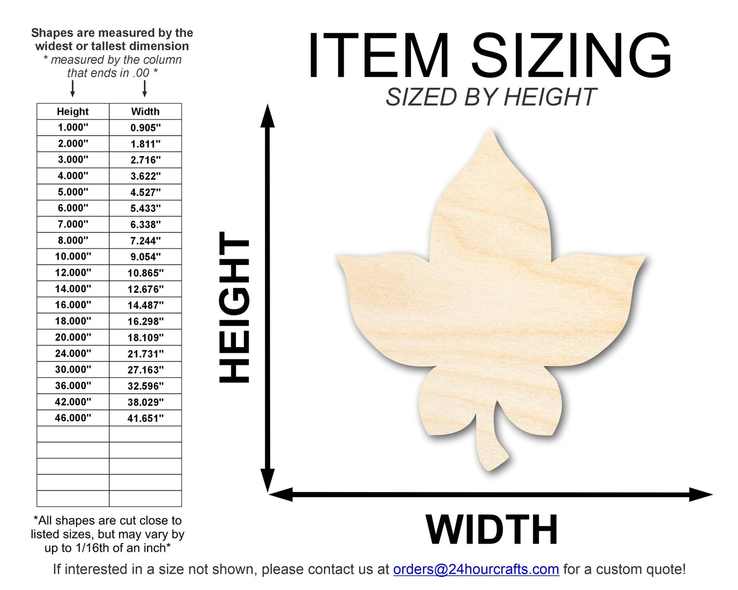 Unfinished Wood Simple Fall Leaf Shape | DIY Craft Cutout | up to 46" DIY