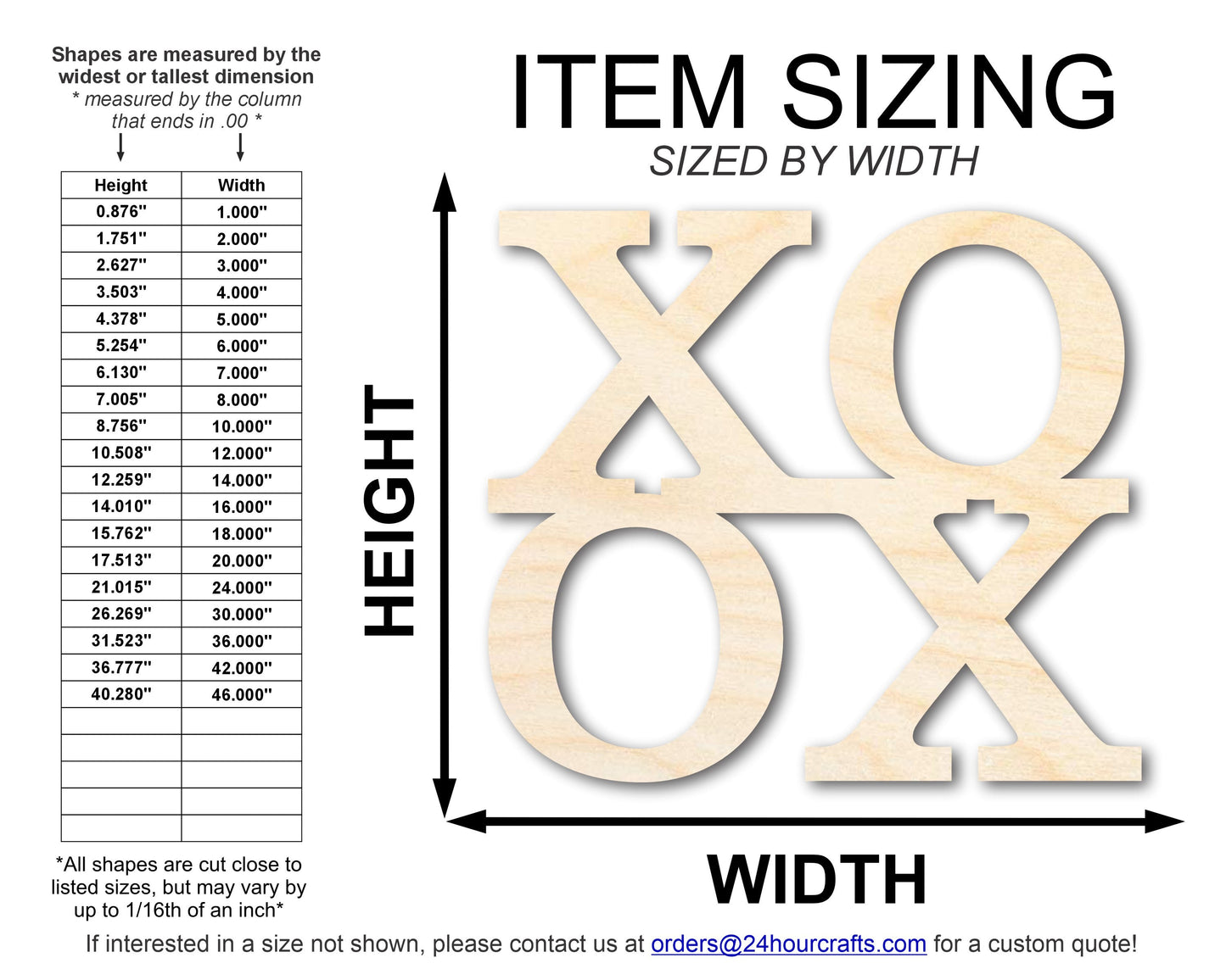 Unfinished Wood XOXO Cutout | DIY Craft Shape | up to 46" DIY