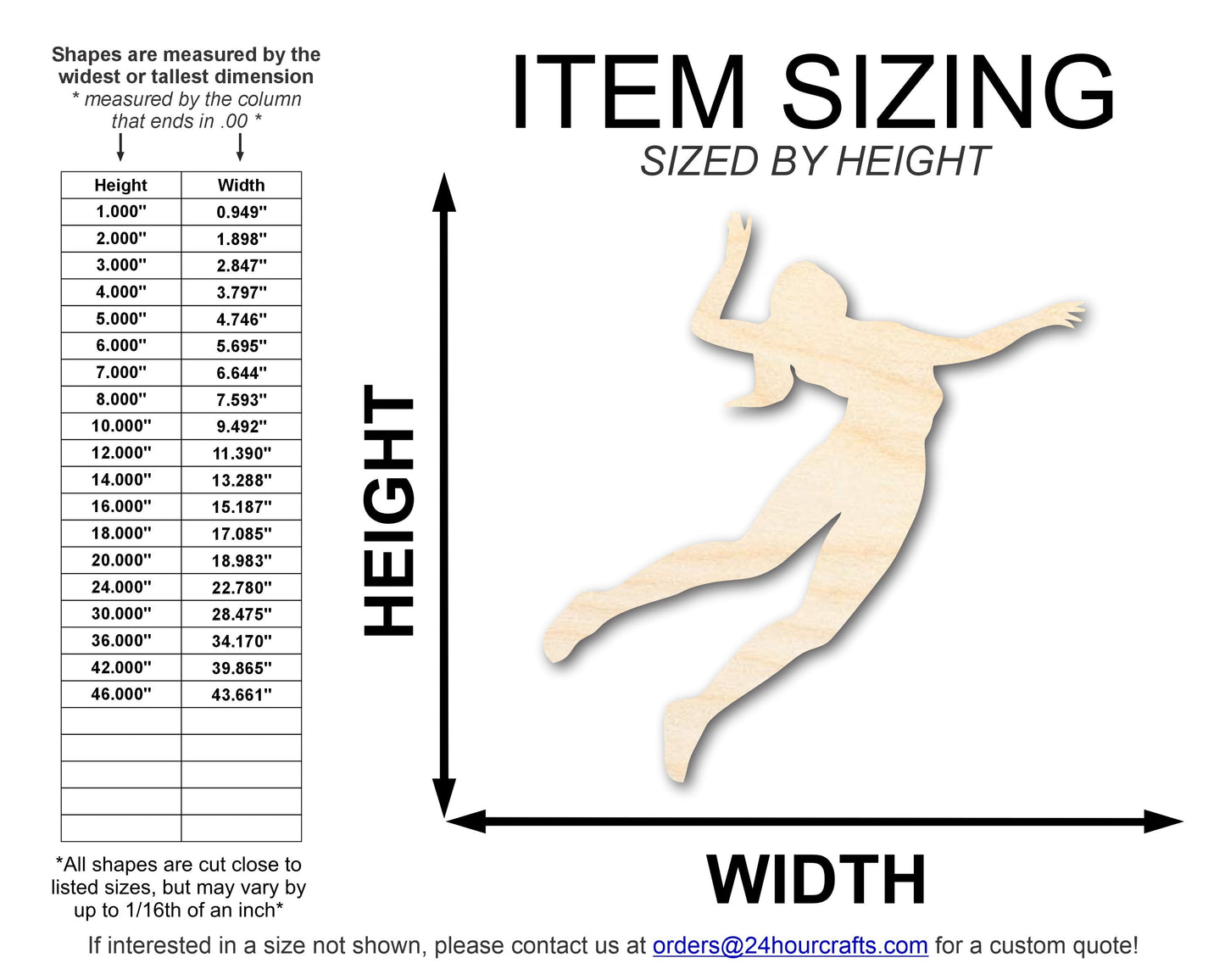 Unfinished Wood Volleyball Spike Shape | DIY Craft Cutout | up to 46" DIY