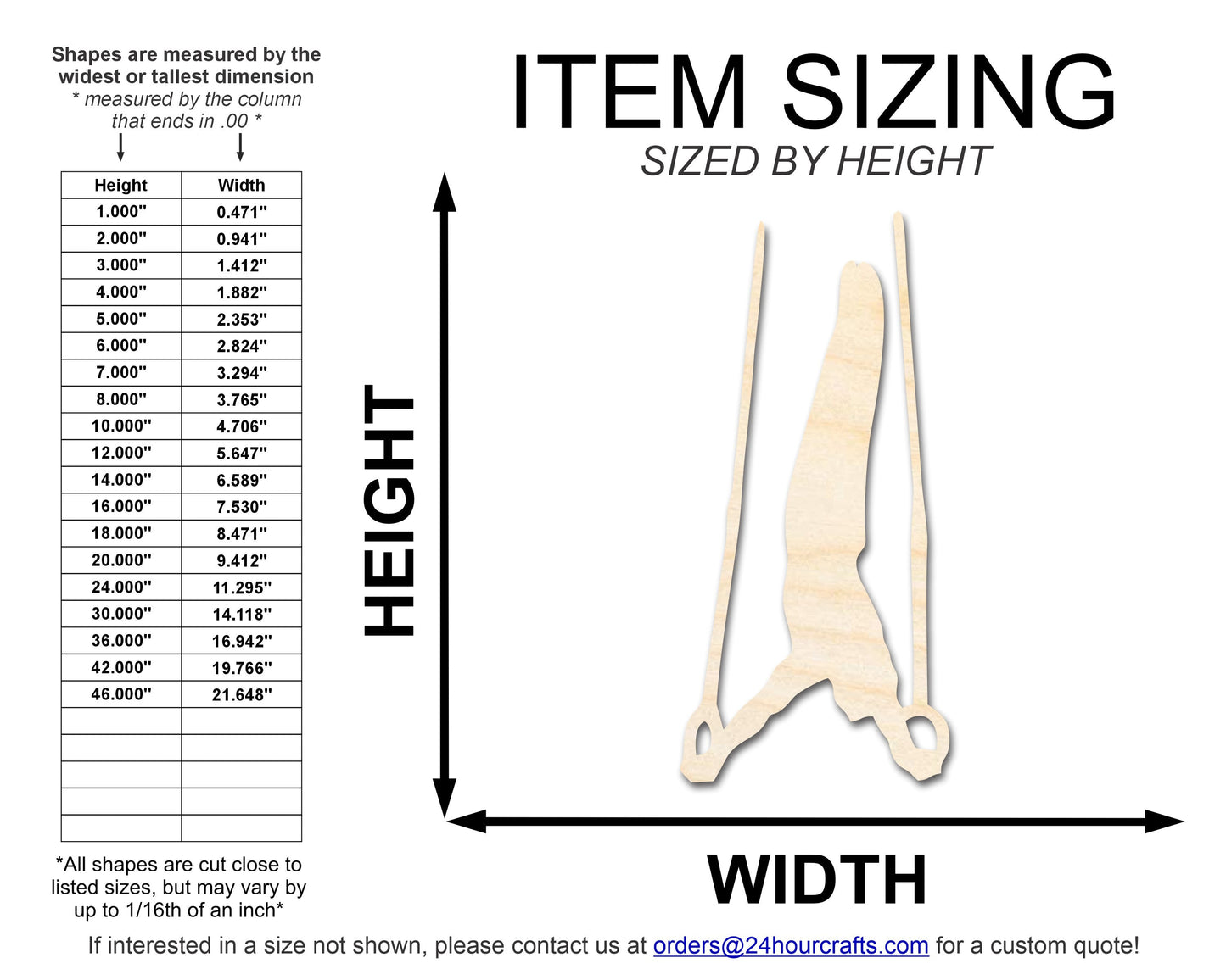 Unfinished Wood Gymnastics Rings Shape | DIY Craft Cutout | up to 46" DIY