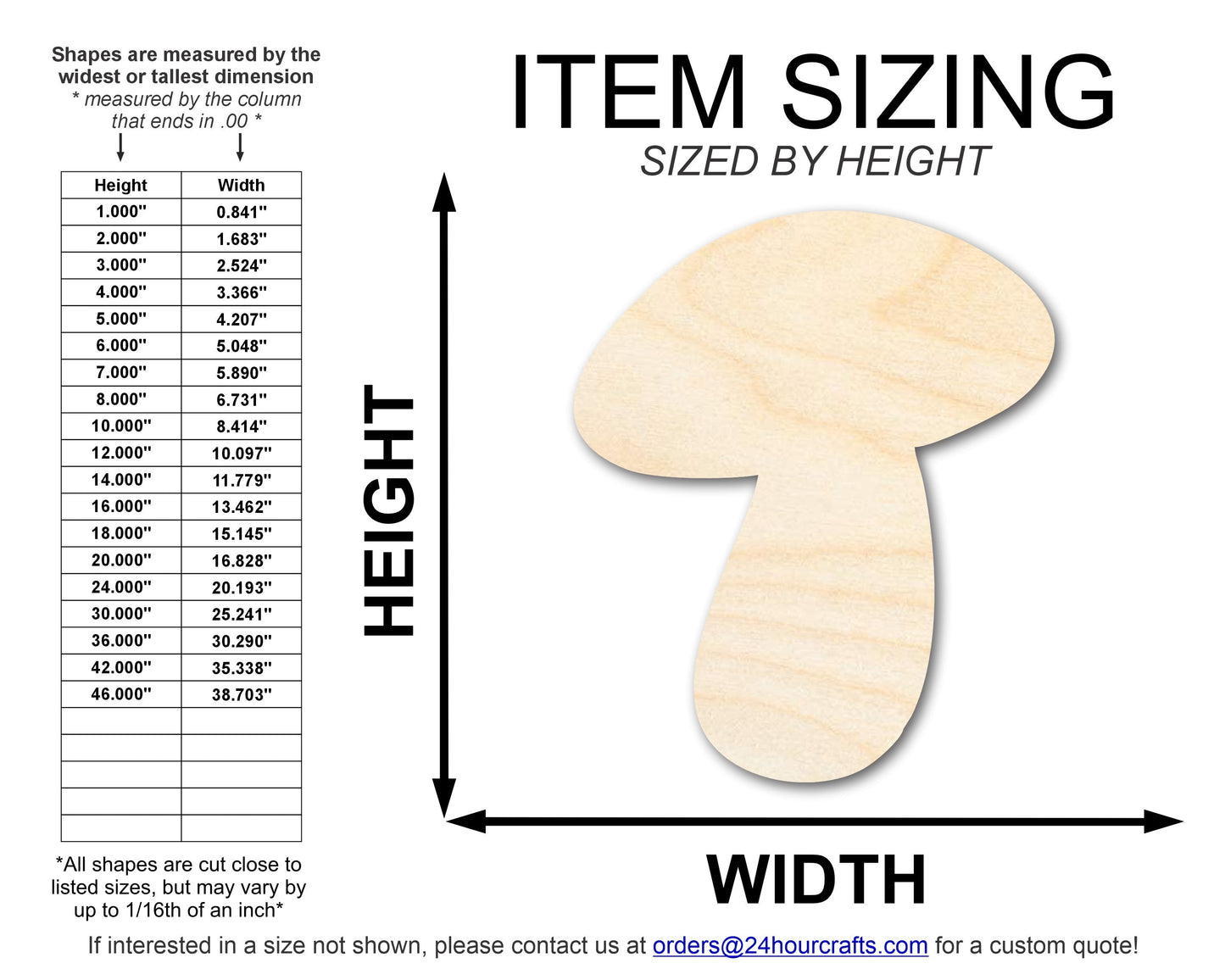 Unfinished Wood Mushroom Shape | DIY Craft Cutout | up to 46" DIY