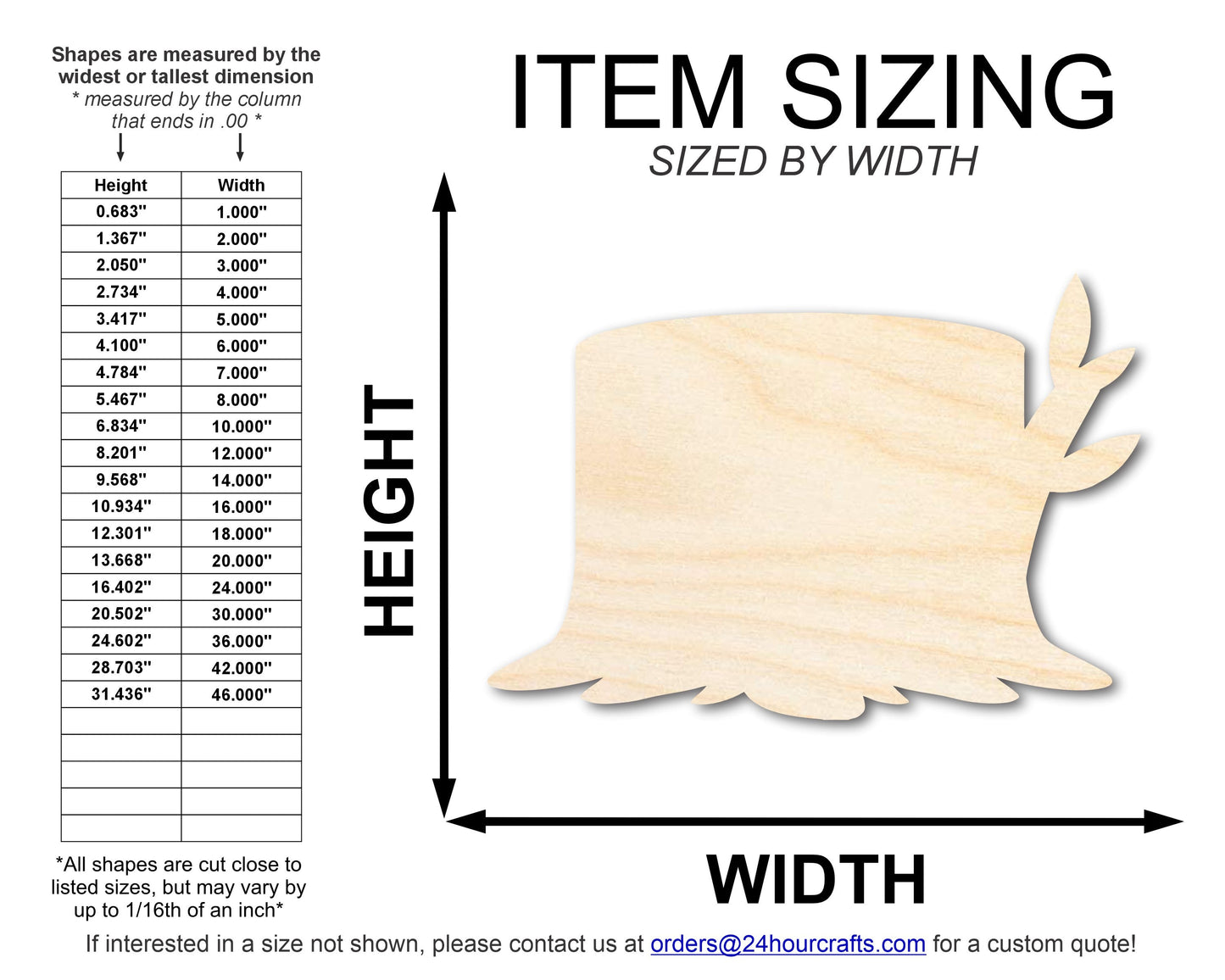 Unfinished Wood Wooden Stump Shape | DIY Craft Cutout | up to 46" DIY