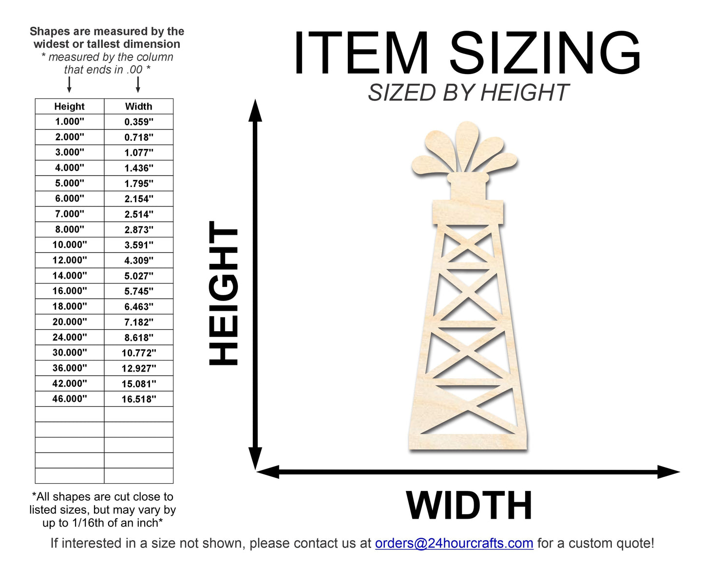 Unfinished Wood Oil Rig Shape | DIY Craft Cutout | up to 46" DIY