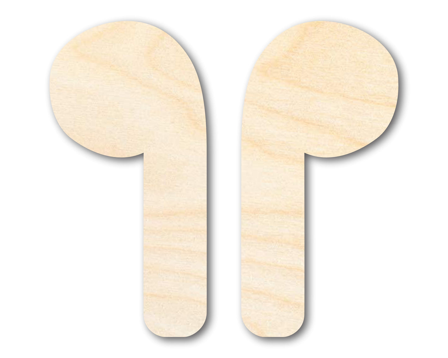 Unfinished Wood Earbuds Silhouette Shape | DIY Craft Cutout | up to 46" DIY