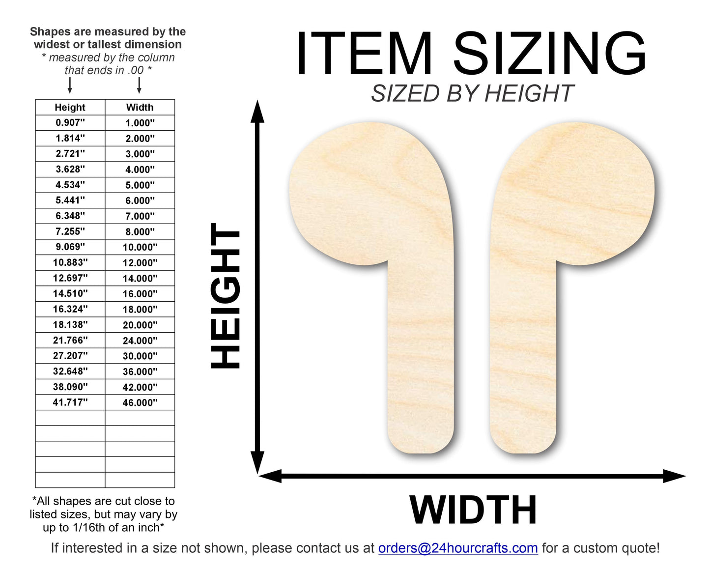 Unfinished Wood Earbuds Silhouette Shape | DIY Craft Cutout | up to 46" DIY