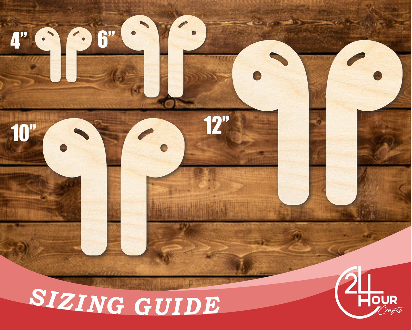 Unfinished Wood Earbuds Shape | DIY Craft Cutout | up to 46" DIY