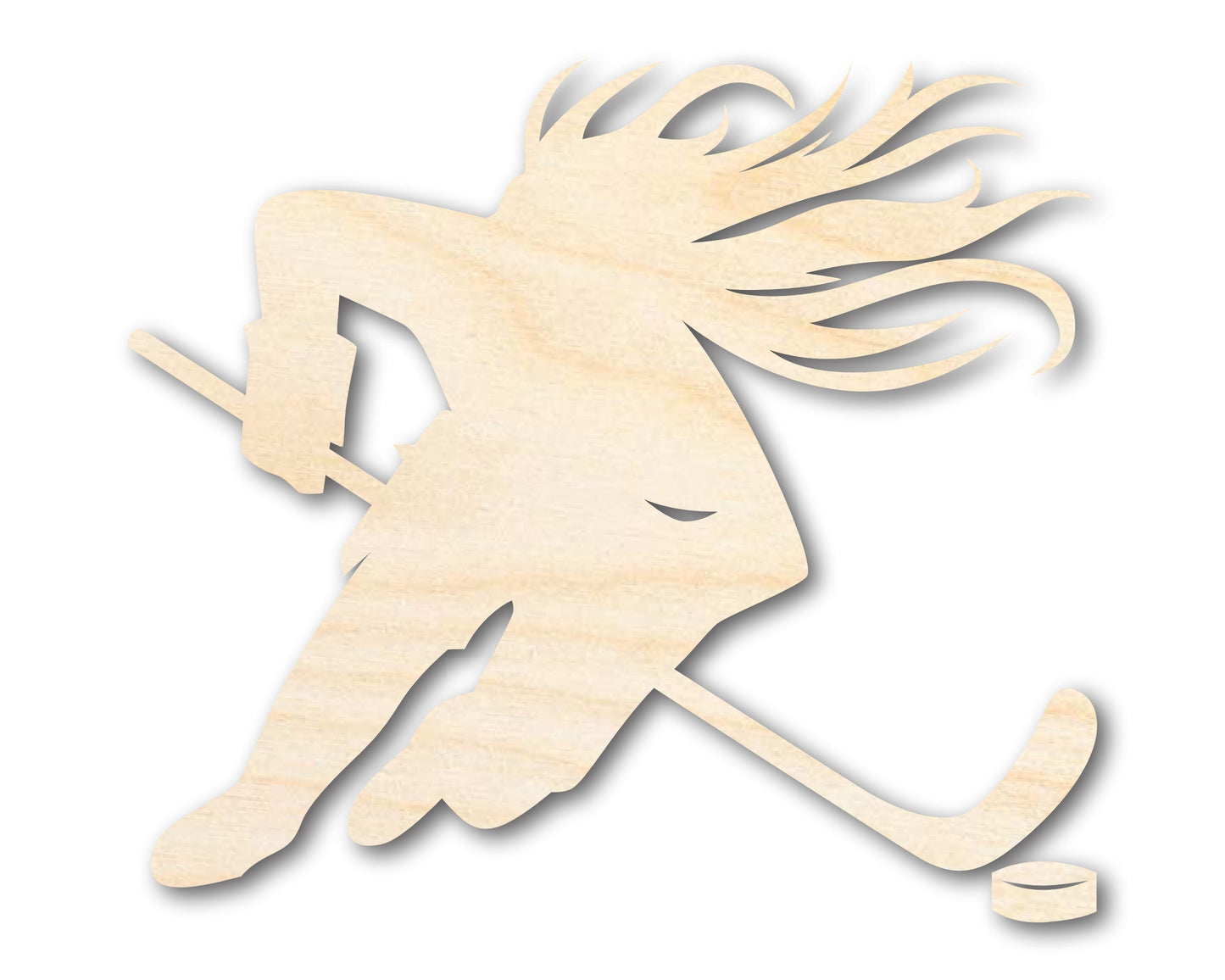Unfinished Wood Hockey Player Female Shape | DIY Craft Cutout | up to 46" DIY