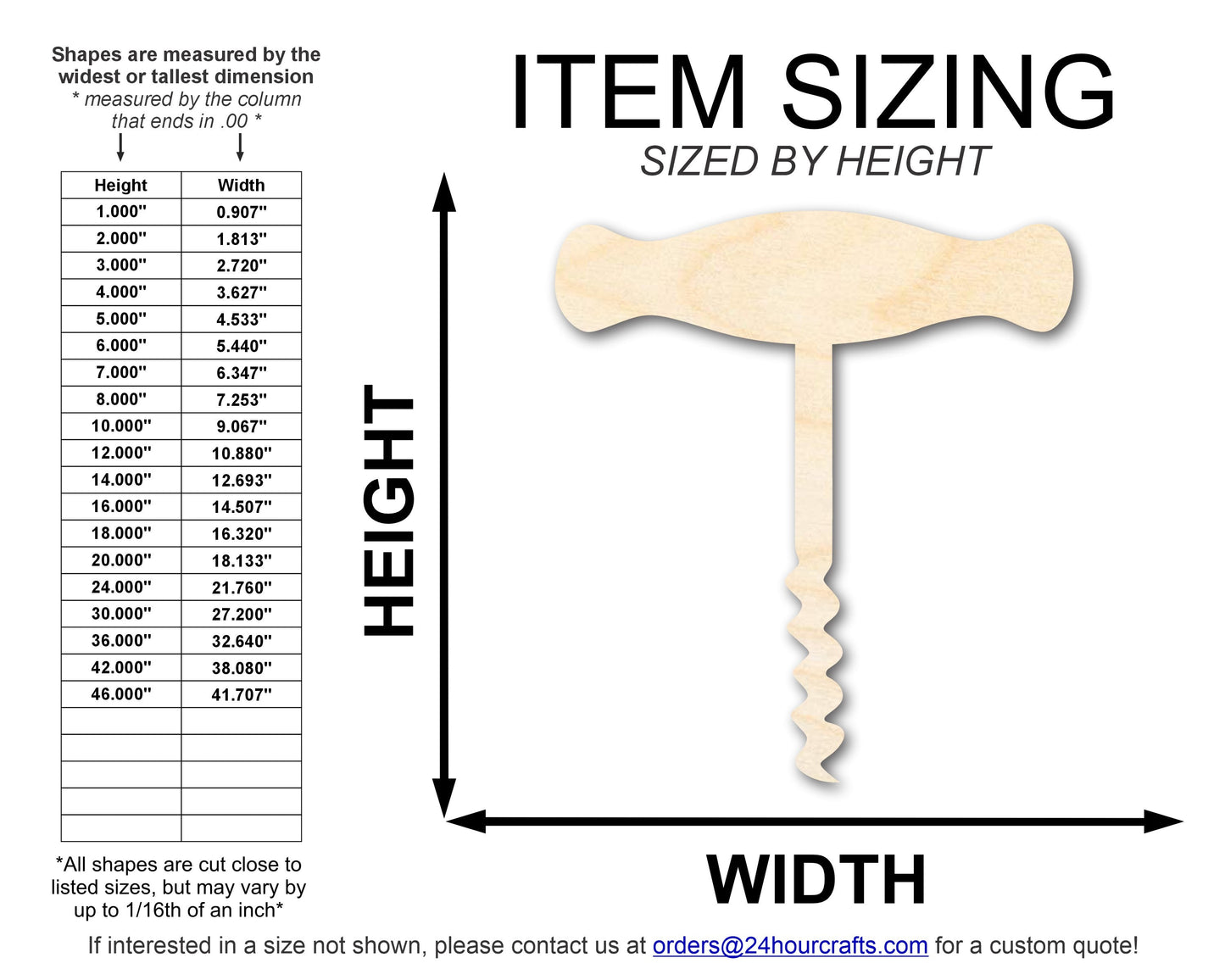 Unfinished Wood Wine Opener Shape | DIY Craft Cutout | up to 46" DIY