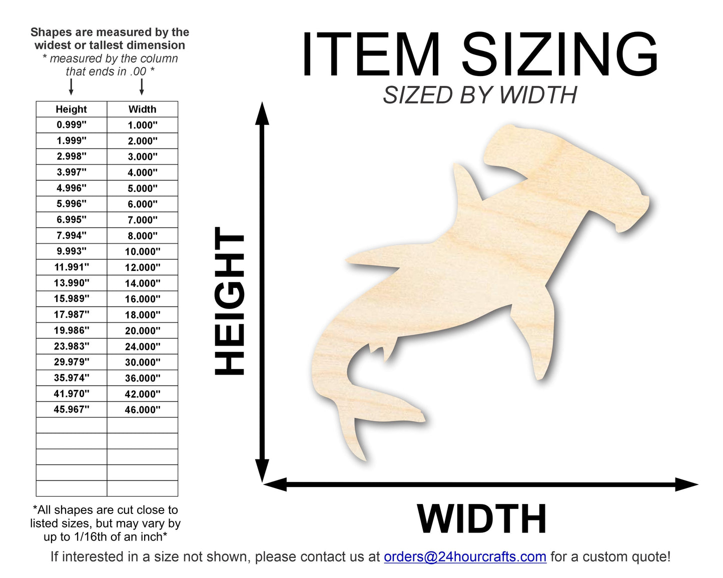 Unfinished Wood Swimming Hammer Head Shark Shape | DIY Craft Cutout | up to 46" DIY