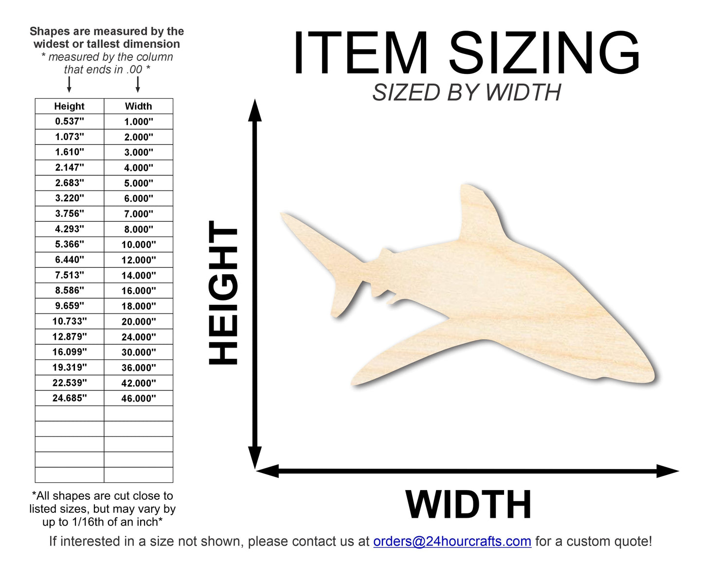 Unfinished Wood Sand Tiger Shark Shape | DIY Craft Cutout | up to 46" DIY