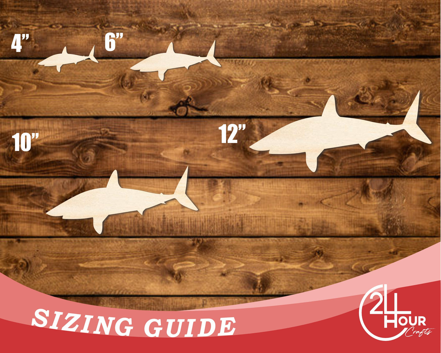 Unfinished Wood Swimming  Sand Tiger Shark Shape | DIY Craft Cutout | up to 46" DIY
