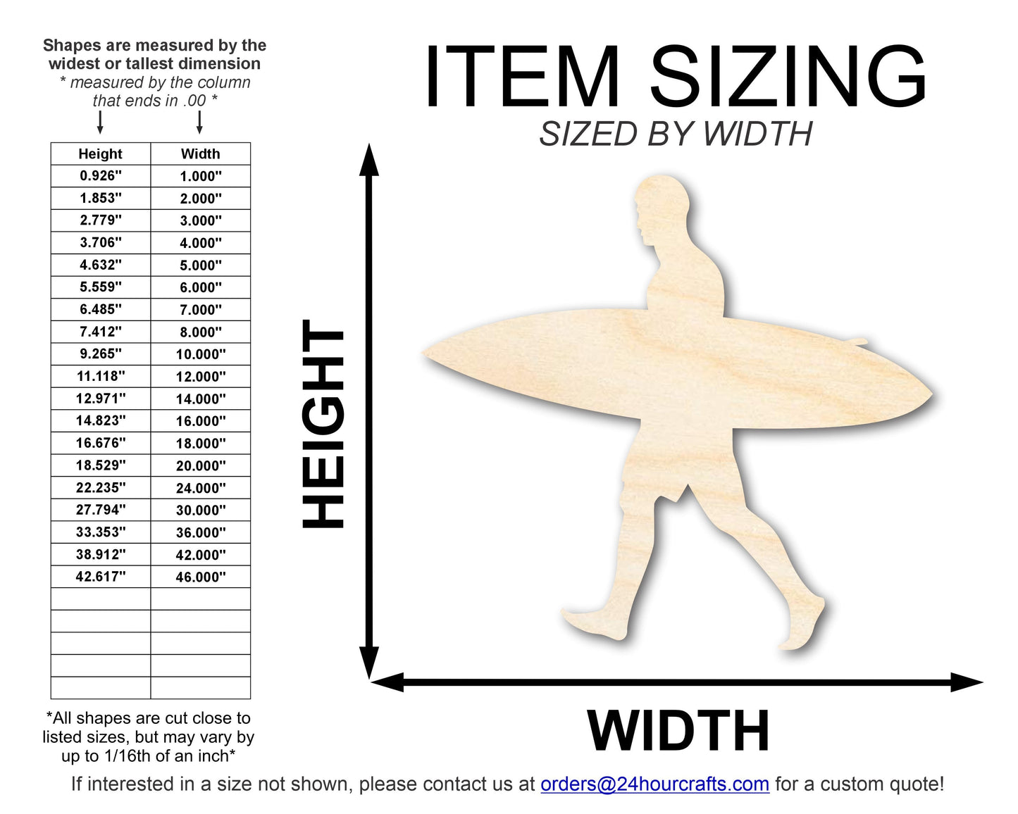 Unfinished Wood Surfer Guy Shape | DIY Craft Cutout | up to 46" DIY