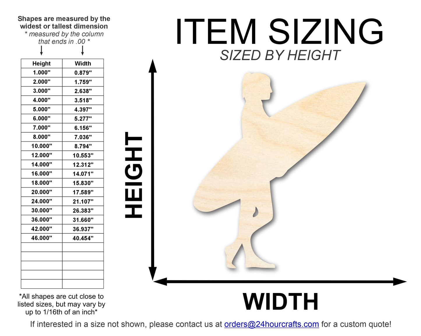 Unfinished Wood Surfer Girl Shape | DIY Craft Cutout | up to 46" DIY