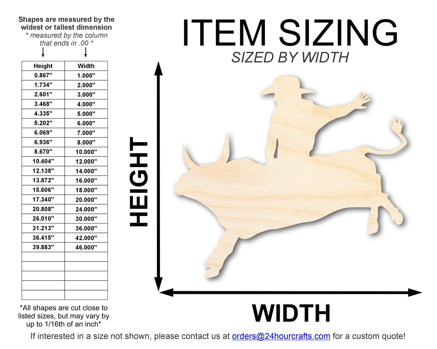 Unfinished Wood Bull Rider Shape | DIY Craft Cutout | up to 46" DIY