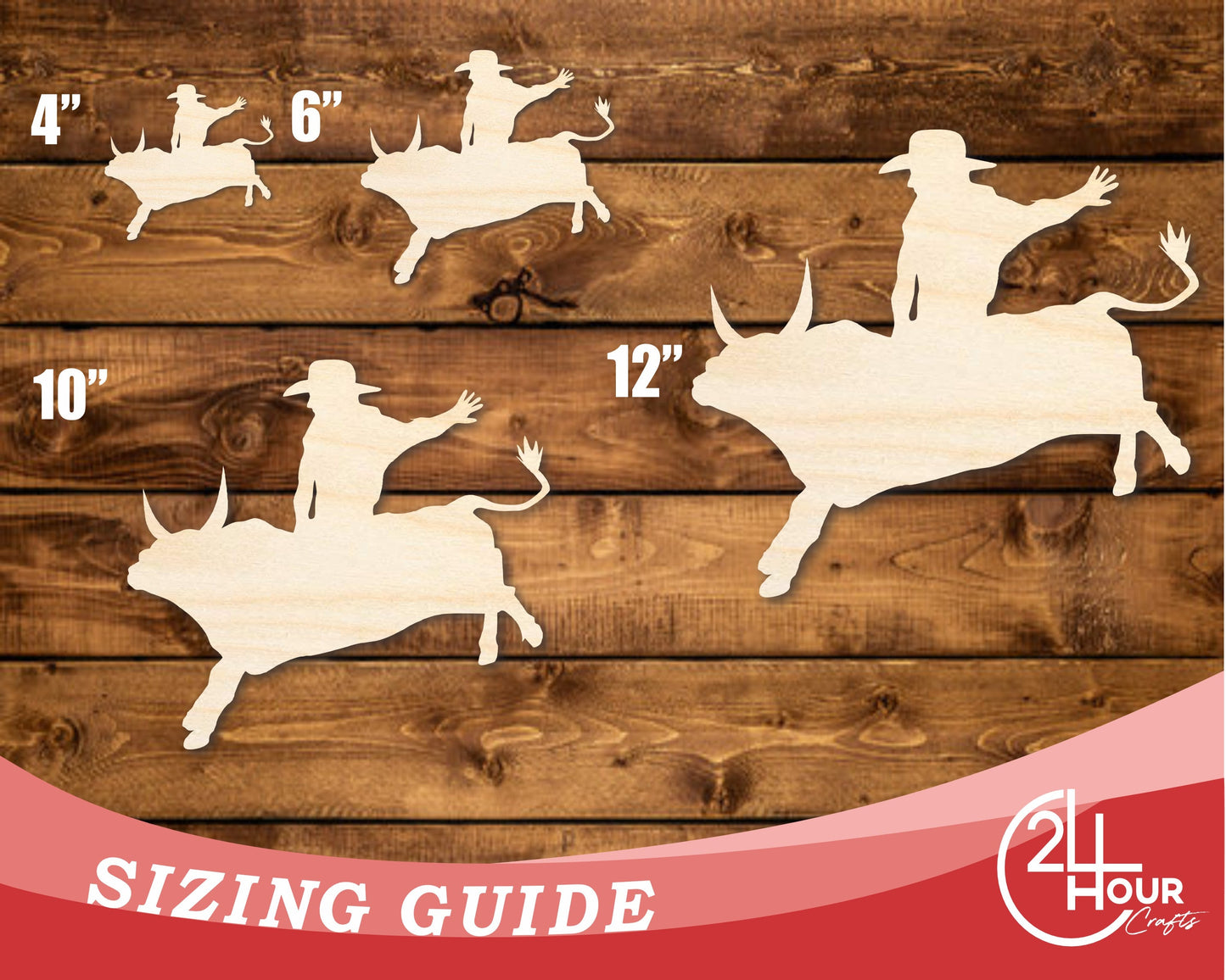 Unfinished Wood Bull Rider Shape | DIY Craft Cutout | up to 46" DIY