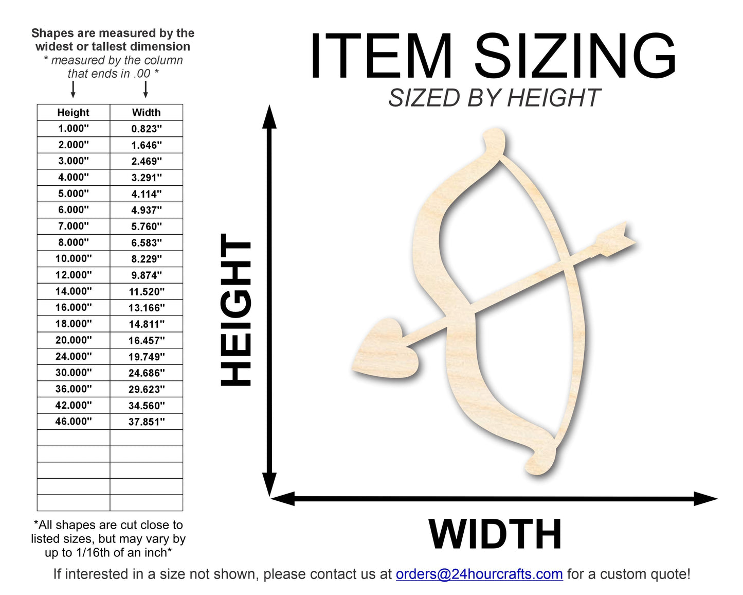 Unfinished Wood Heart Bow and Arrow Shape | DIY Craft Cutout | up to 46" DIY