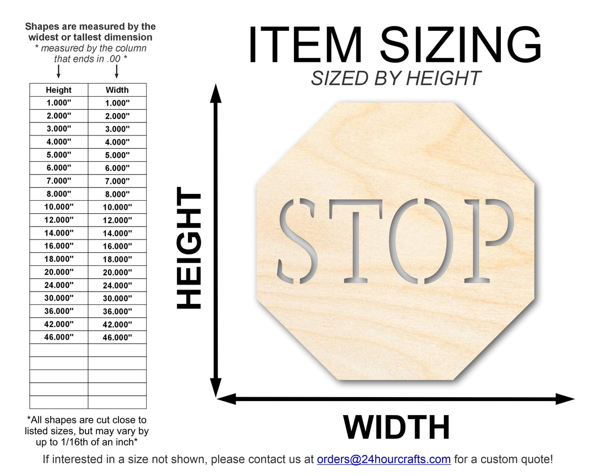 Normal Sized Stop Sign Unfinished Wood Stop Sign Shape | DIY Craft Cutout | up to 46