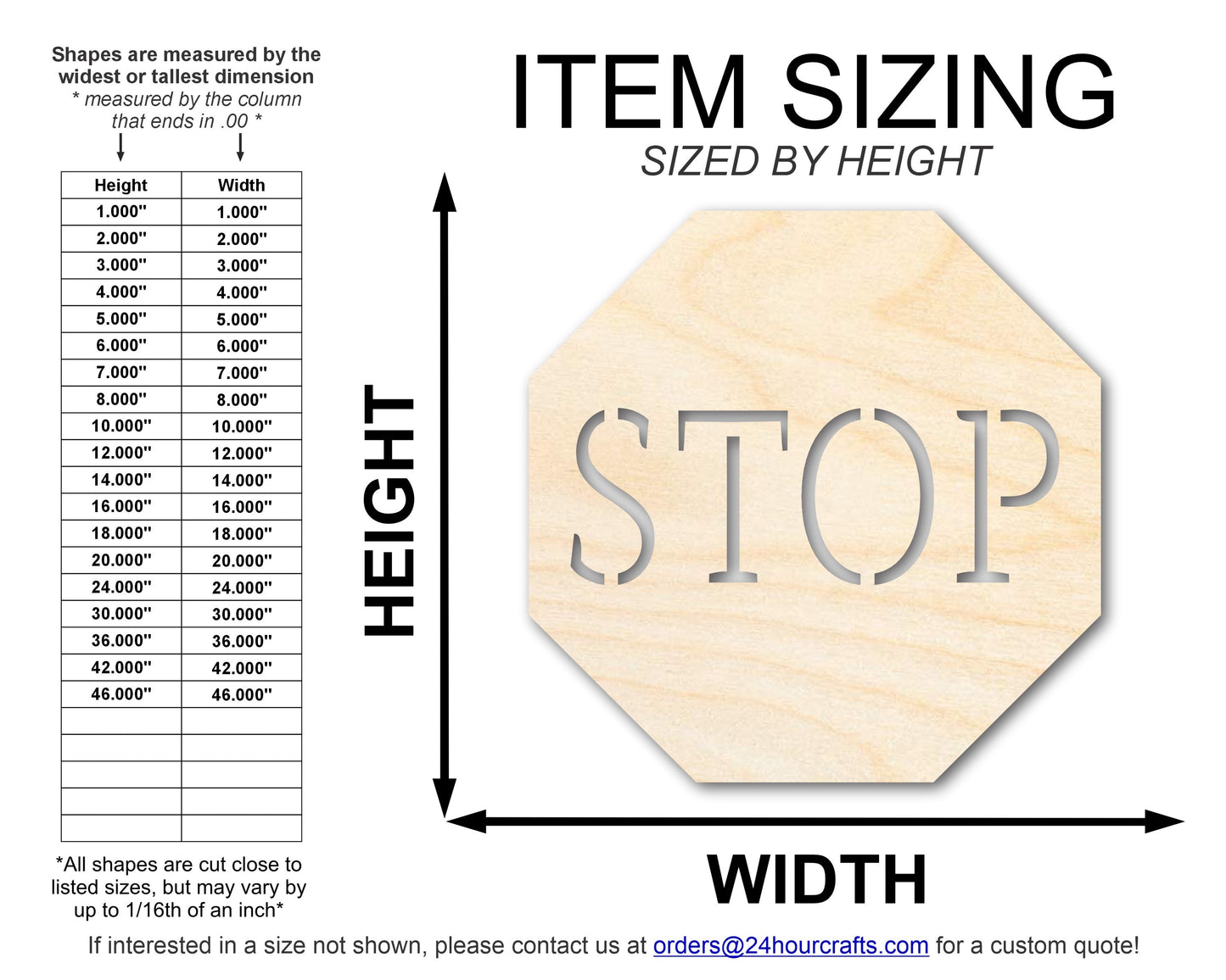 Unfinished Wood Stop Sign Shape | DIY Craft Cutout | up to 46" DIY