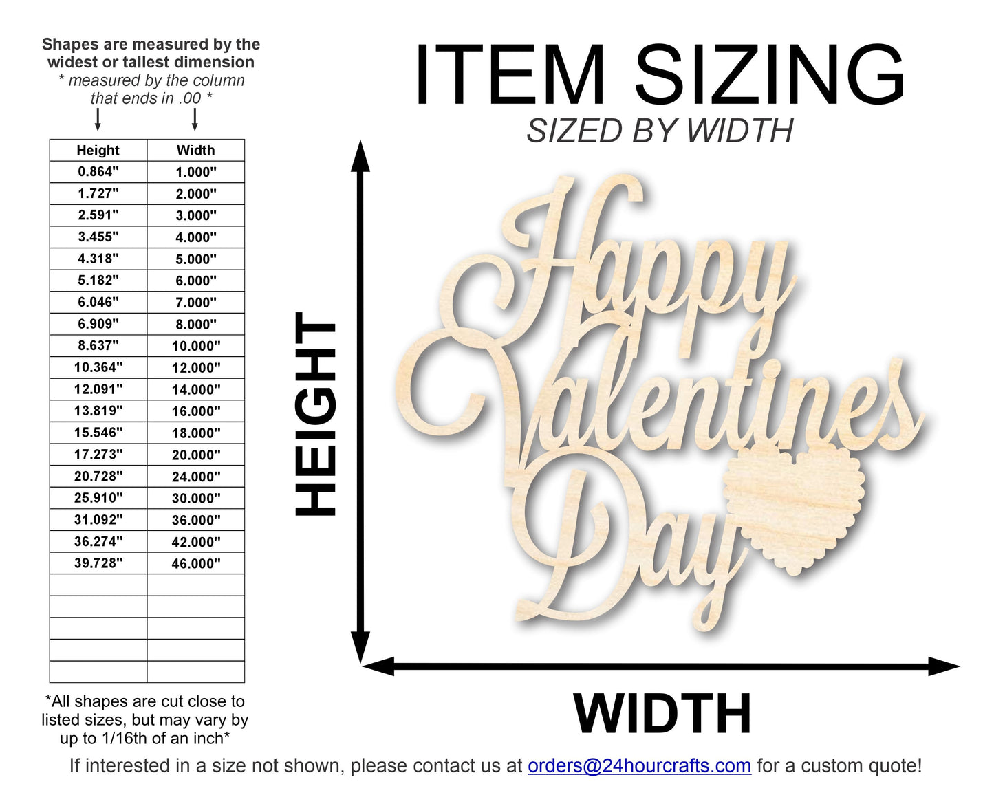 Unfinished Wood Happy Valentines Day Shape | DIY Craft Cutout | up to 46" DIY