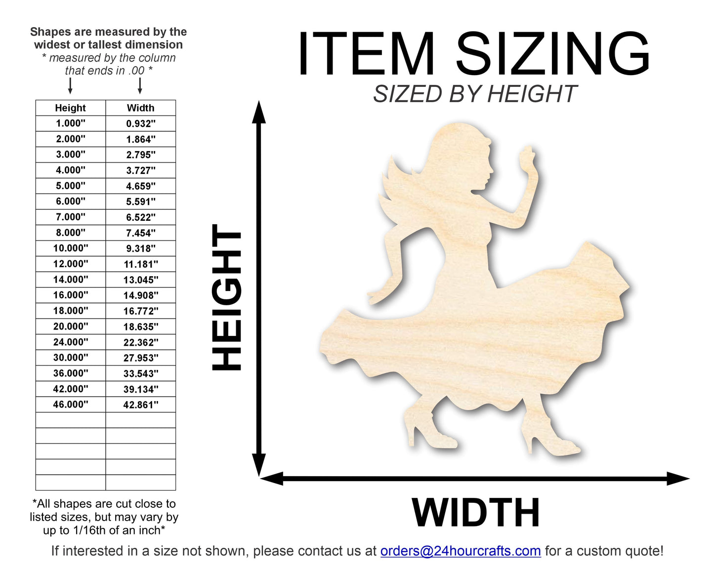 Unfinished Wood Salsa Dancer Shape | DIY Craft Cutout | up to 46" DIY