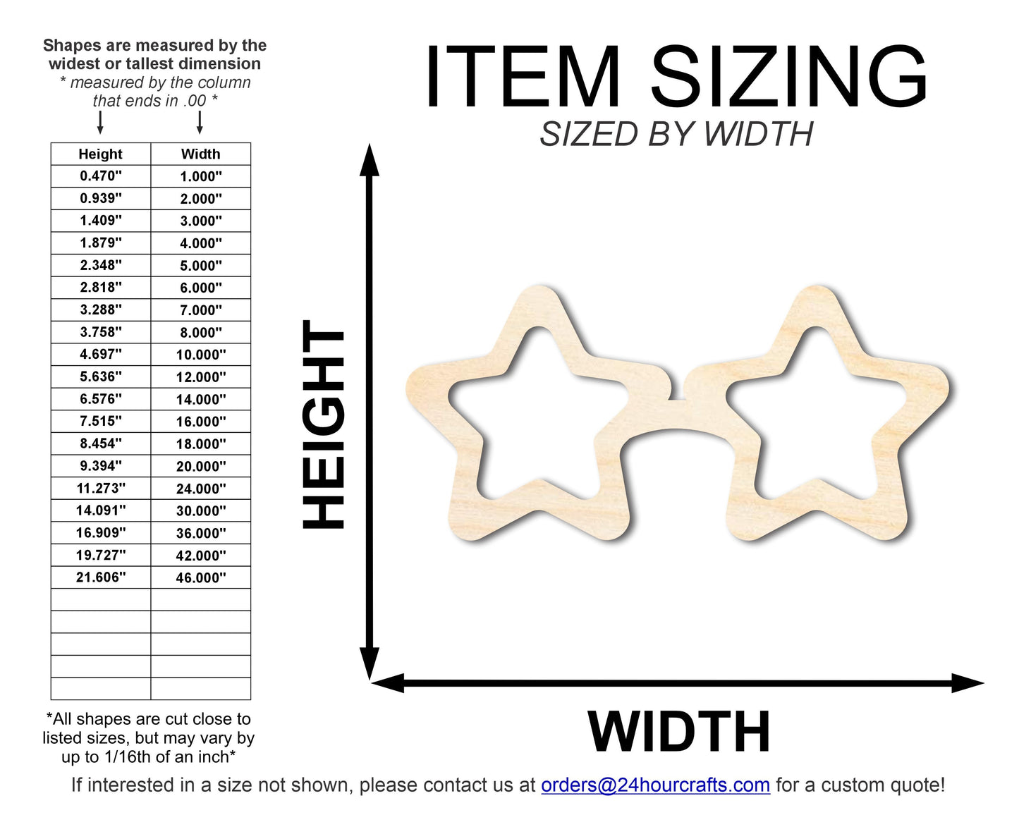 Unfinished Wood Star Sunglasses Shape | DIY Craft Cutout | up to 46" DIY