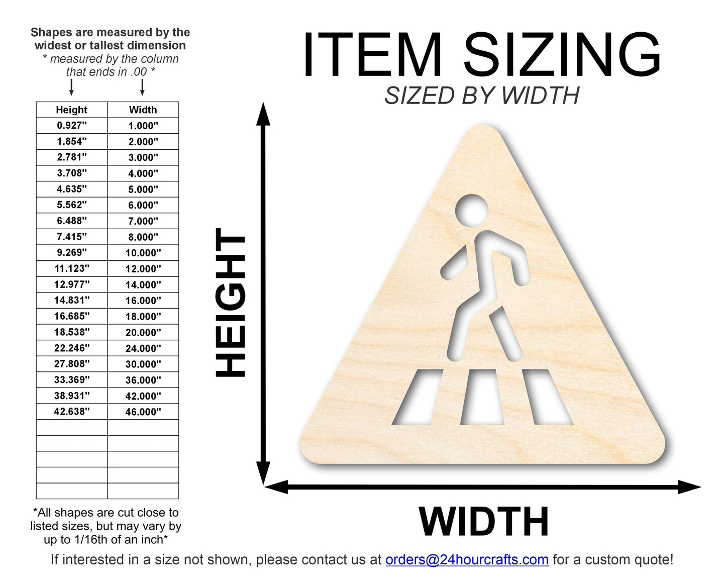 Unfinished Wood Pedestrian Crossing Shape | DIY Craft Cutout | up to 46" DIY