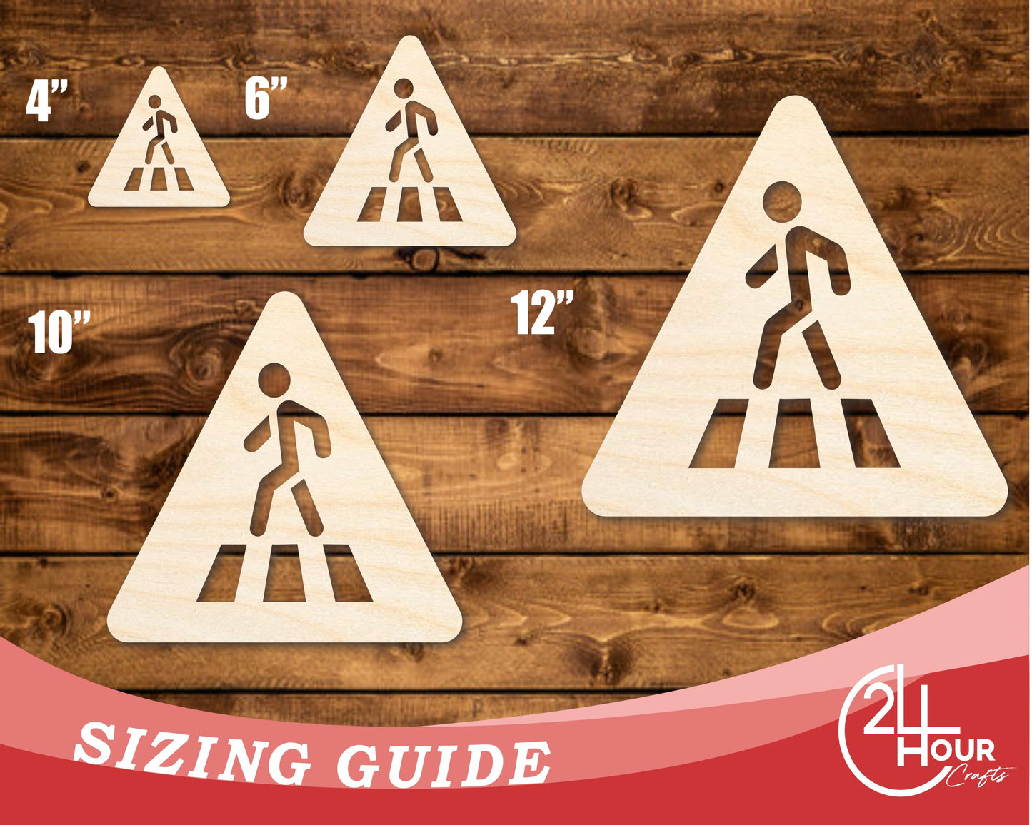 Unfinished Wood Pedestrian Crossing Shape | DIY Craft Cutout | up to 46" DIY