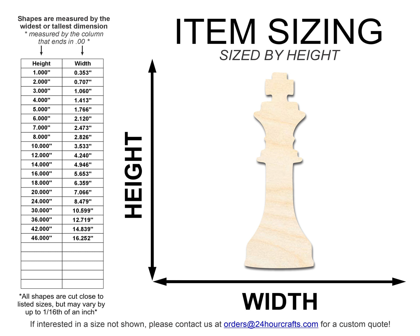 Unfinished Wood King Chess Piece Shape | DIY Craft Cutout | up to 46" DIY