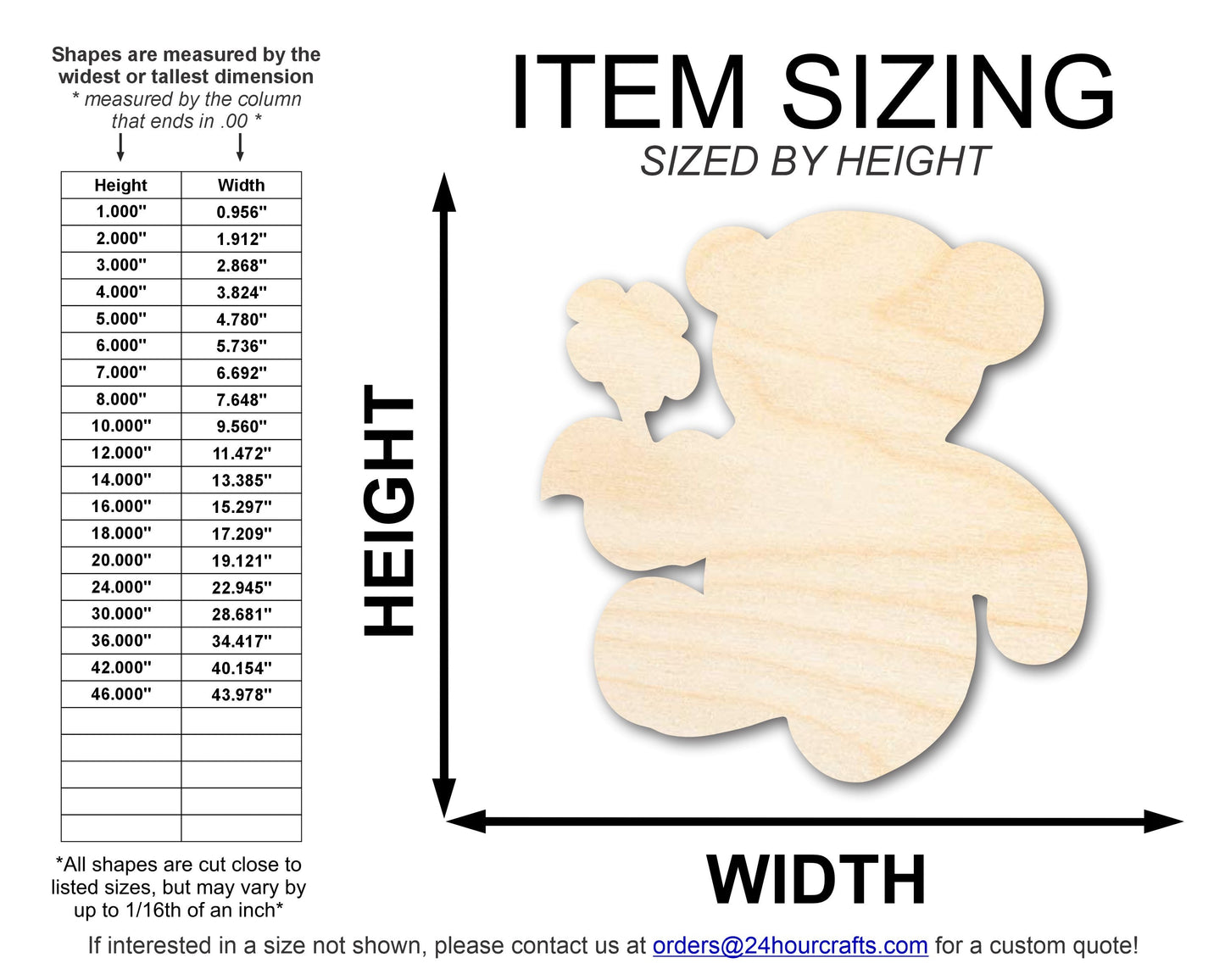 Unfinished Wood Flower Bear Shape | DIY Craft Cutout | up to 46" DIY