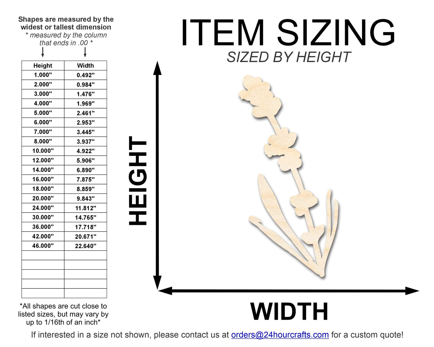 Unfinished Wood Lavender Shape | DIY Craft Cutout | up to 46" DIY