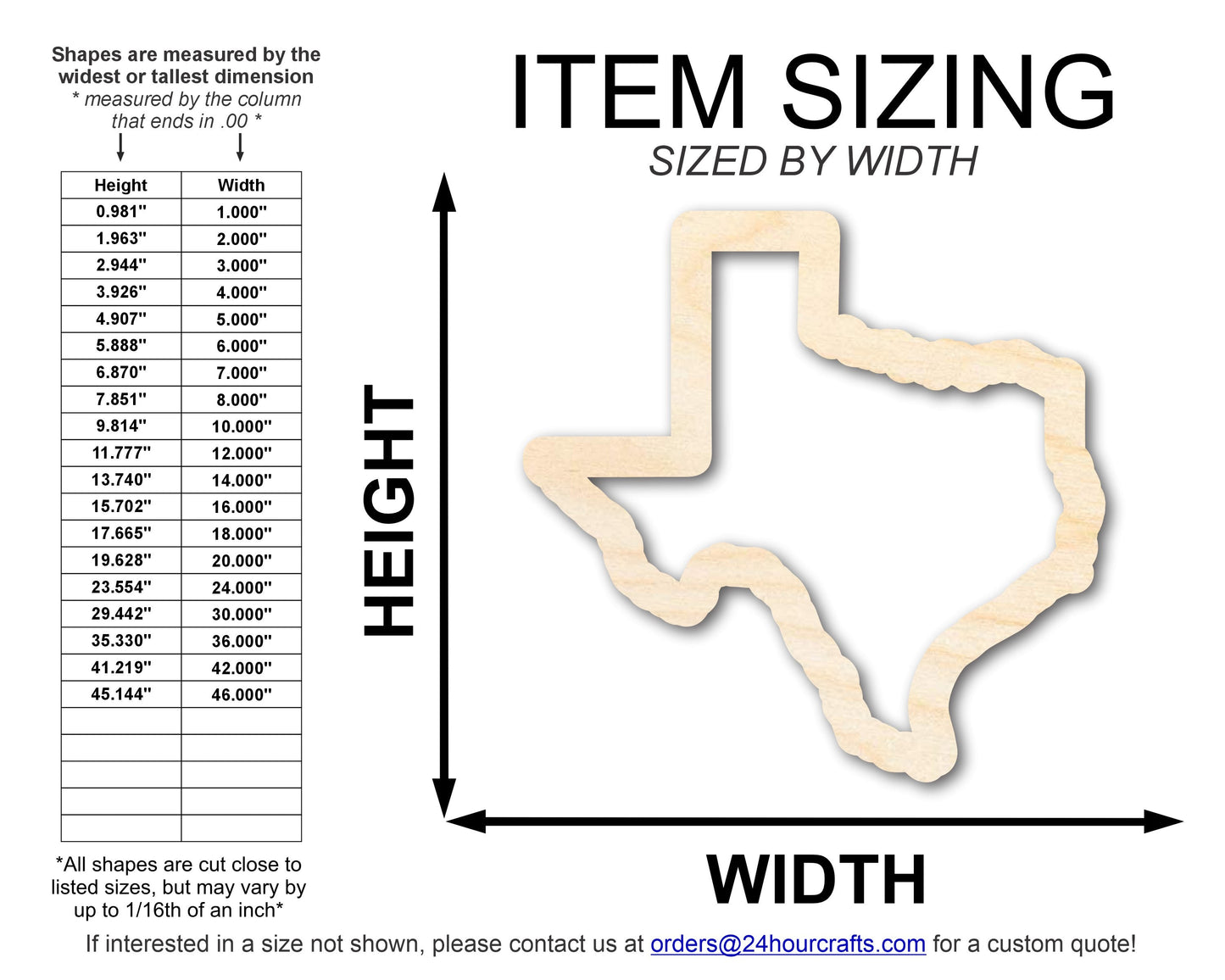 Unfinished Wood Texas Outline Shape | DIY Craft Cutout | up to 46" DIY