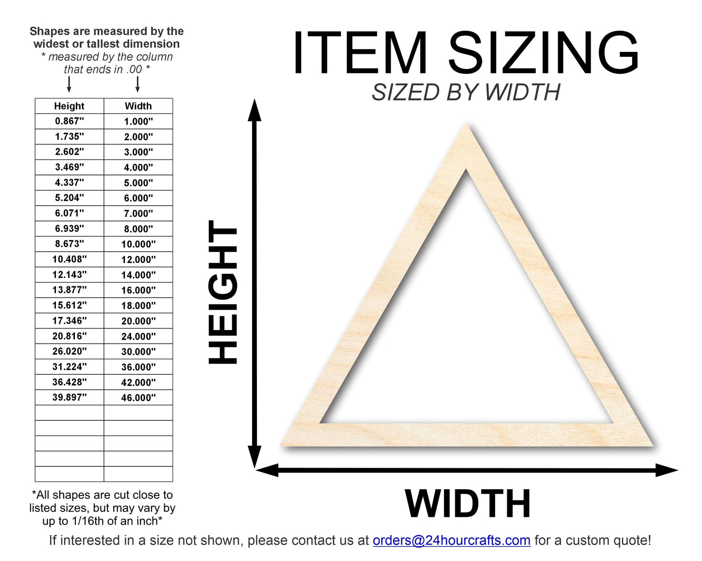 Unfinished Wood Triangle Outline Shape | DIY Craft Cutout | up to 46" DIY