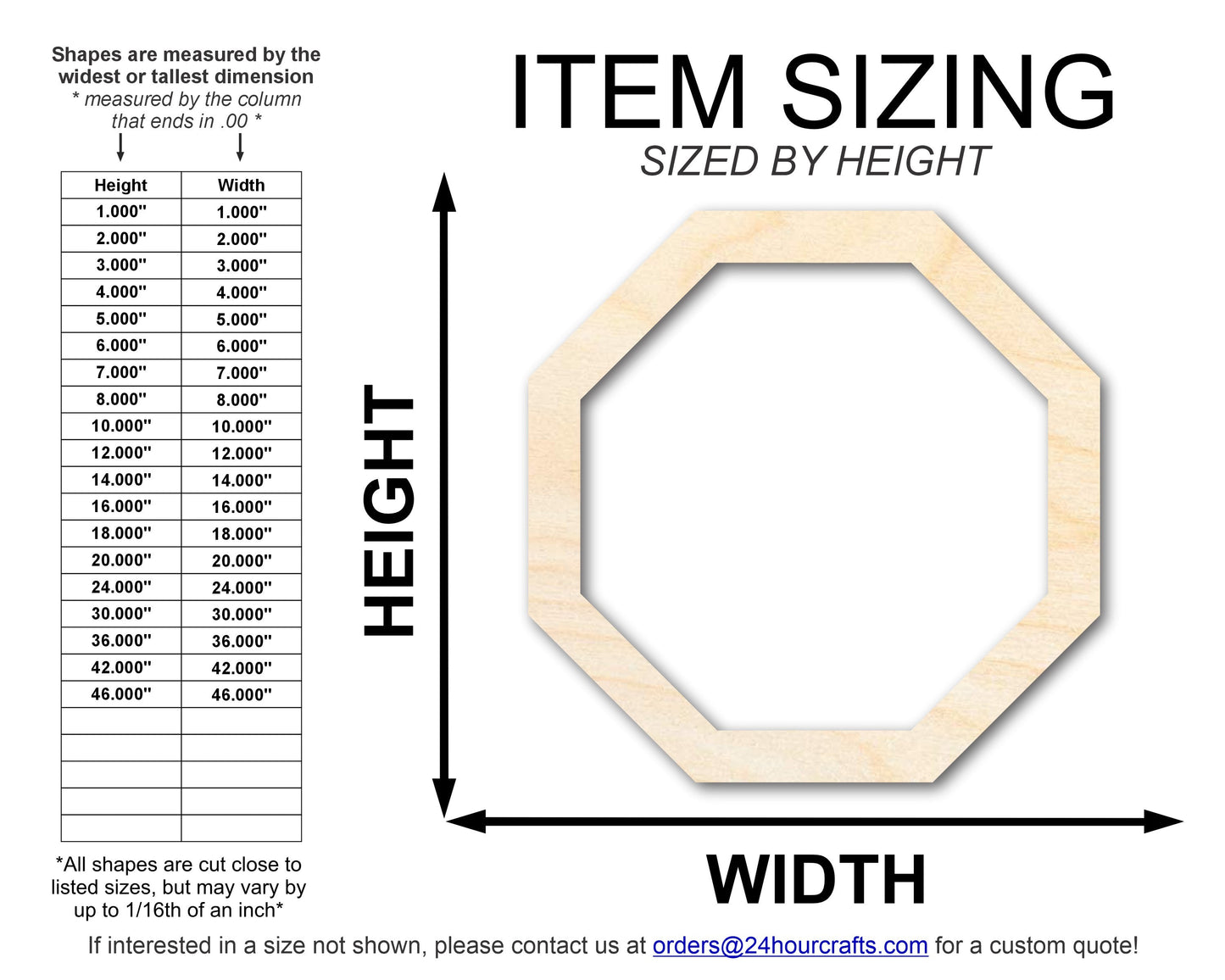 Unfinished Wood Octagon Outline Shape | DIY Craft Cutout | up to 46" DIY