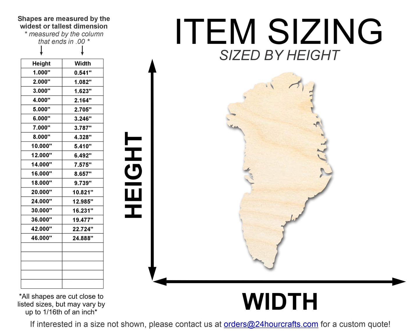 Unfinished Wood Greenland Shape | DIY Craft Cutout | up to 46" DIY