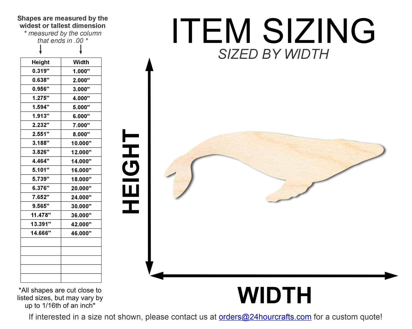 Unfinished Wood Hump Back Whale Shape | DIY Craft Cutout | up to 46" DIY