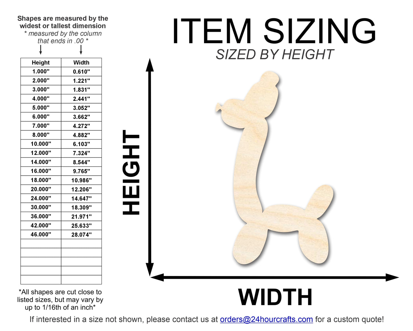 Unfinished Wood Balloon Giraffe Shape | DIY Craft Cutout | up to 46" DIY