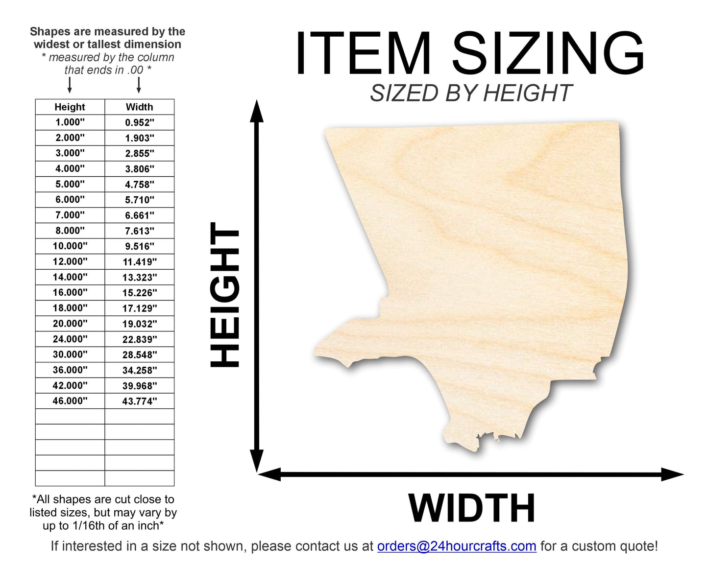 Unfinished Wood Los Angeles LA County Shape | DIY Craft Cutout | up to 46" DIY