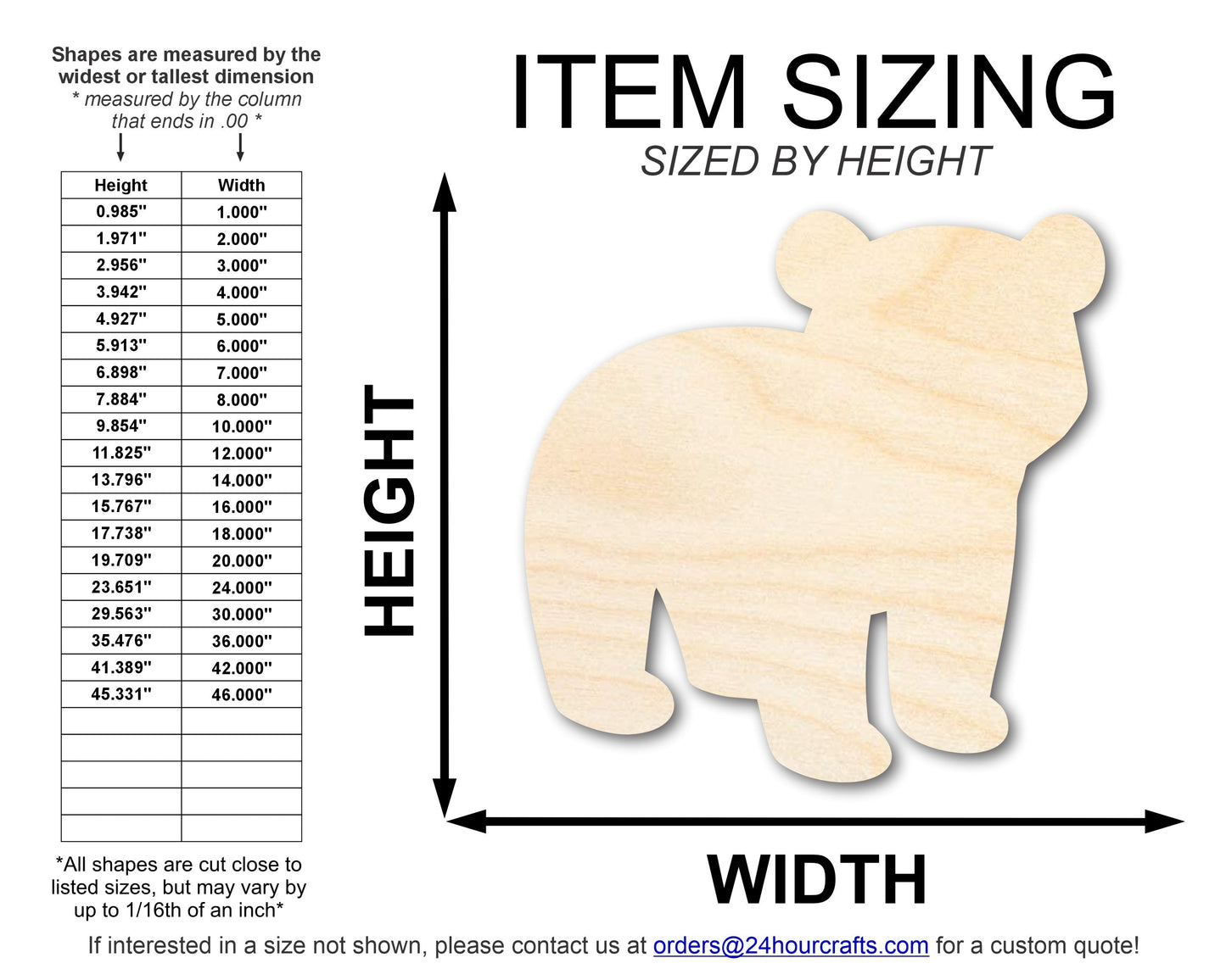 Unfinished Wood Cute Polar Bear Shape | DIY Craft Cutout | up to 46" DIY