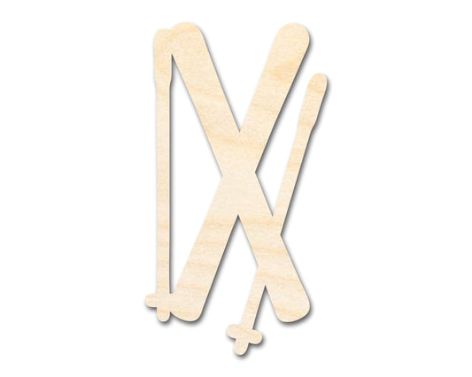 Unfinished Wood Crossed Skis Shape | DIY Craft Cutout | up to 46" DIY