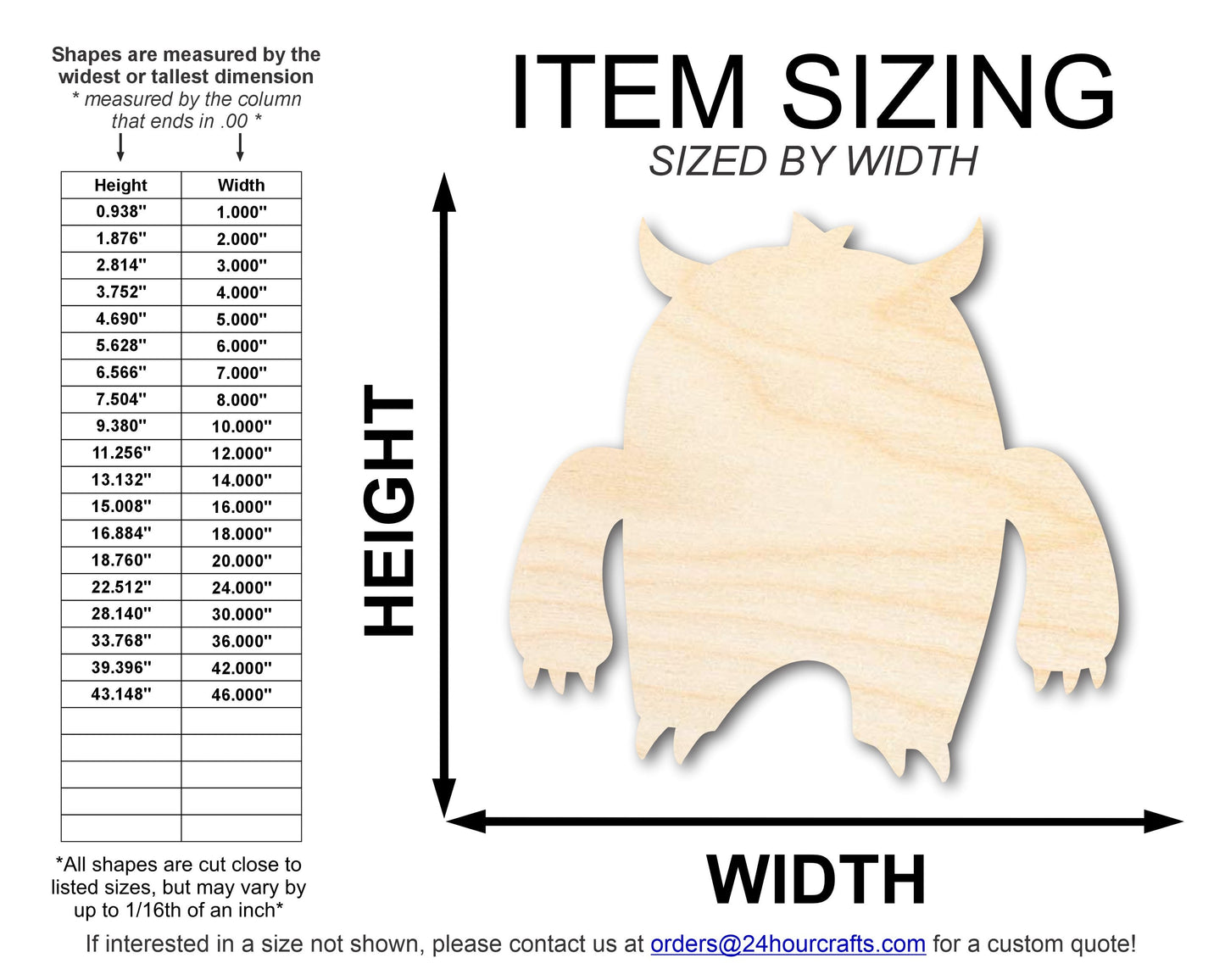 Unfinished Wood Angry Monster Shape | DIY Craft Cutout | up to 46" DIY