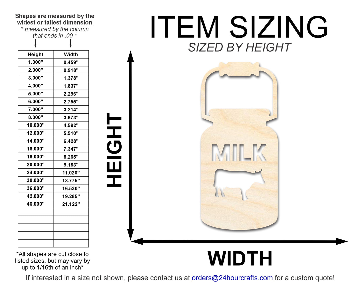 Unfinished Wood Milk Jug Shape | DIY Craft Cutout | up to 46" DIY