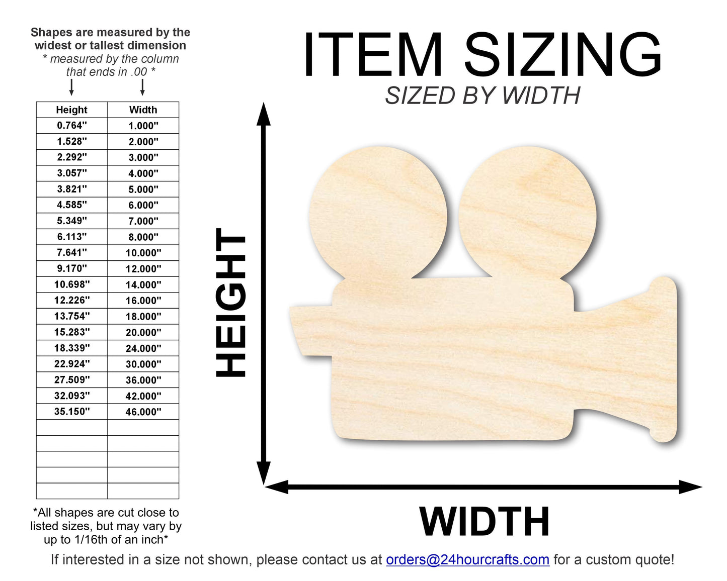 Unfinished Wood Film Camera Shape | DIY Craft Cutout | up to 46" DIY