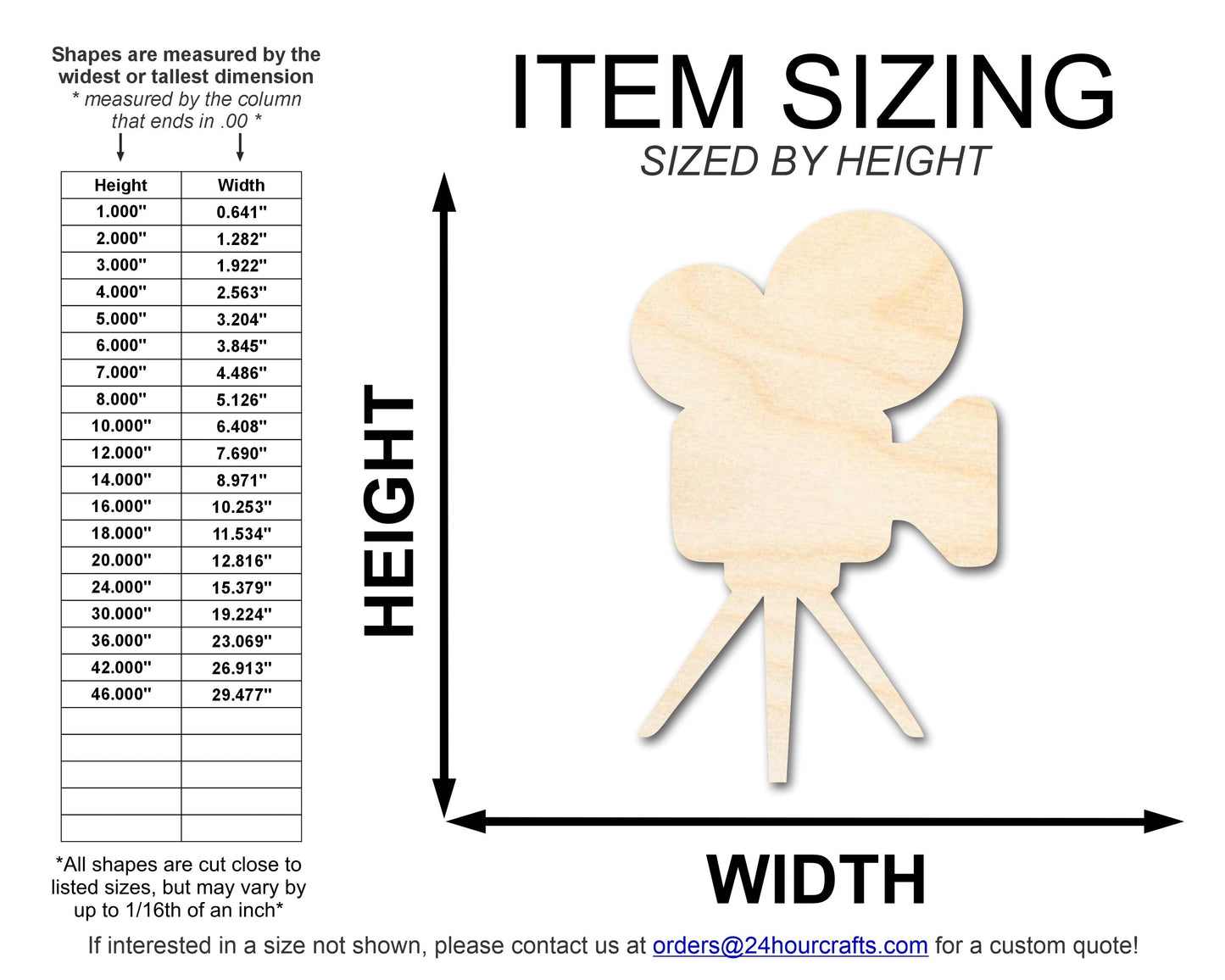 Unfinished Wood Tripod Film Camera Shape | DIY Craft Cutout | up to 46" DIY