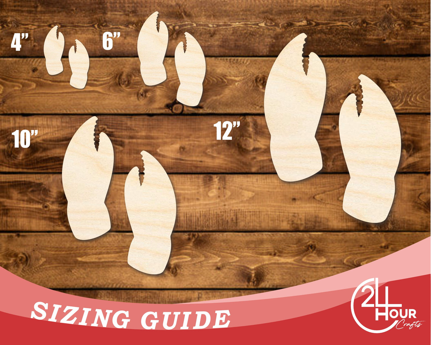 Unfinished Wood Crab Claw Shape | DIY Craft Cutout | up to 46" DIY