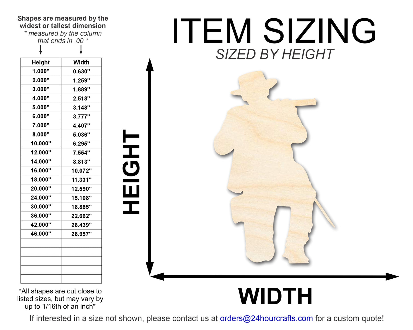 Unfinished Wood Shooting Soldier Shape | DIY Craft Cutout | up to 46" DIY