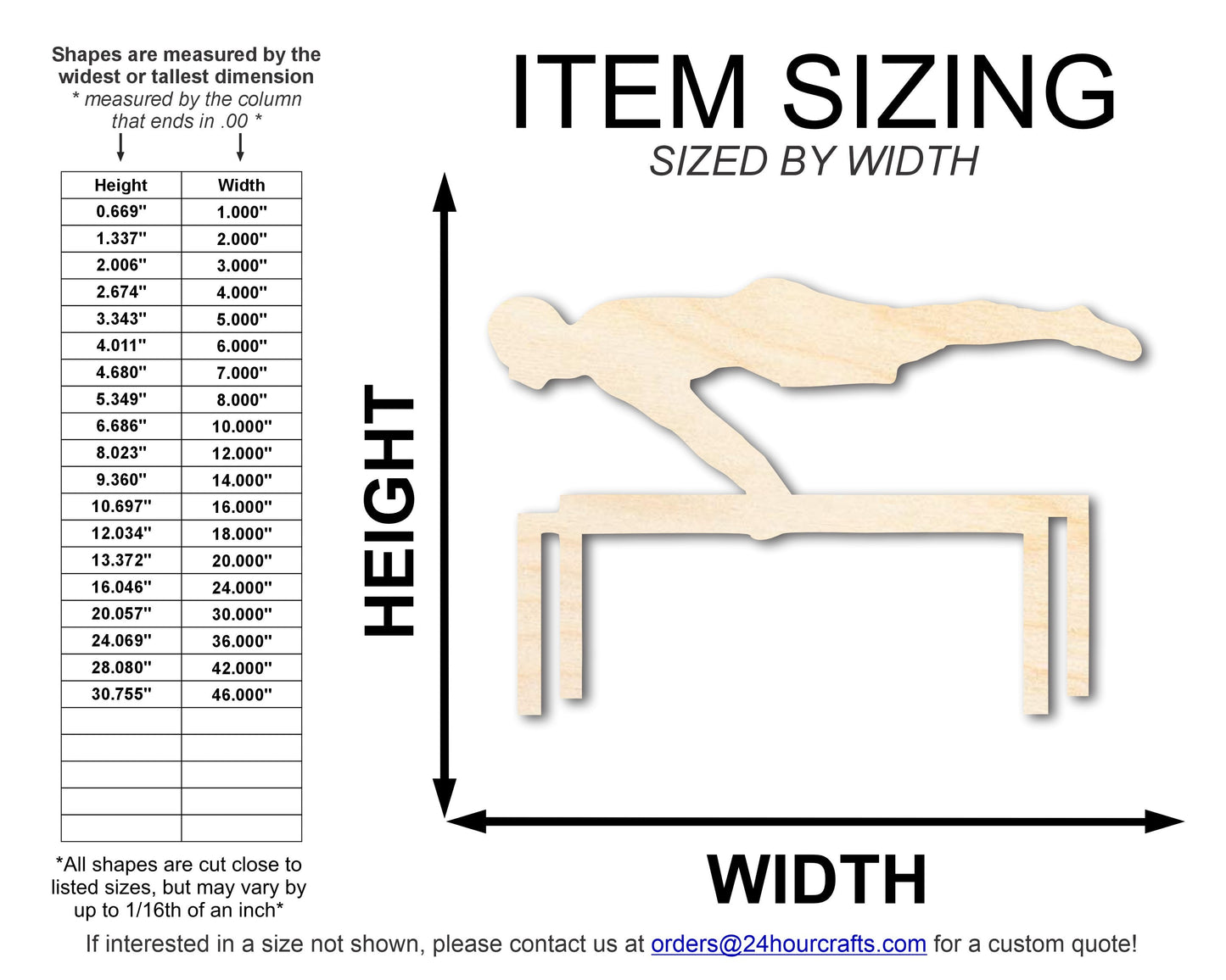 Unfinished Wood Gymnast Parallel Beam Shape | DIY Craft Cutout | up to 46" DIY