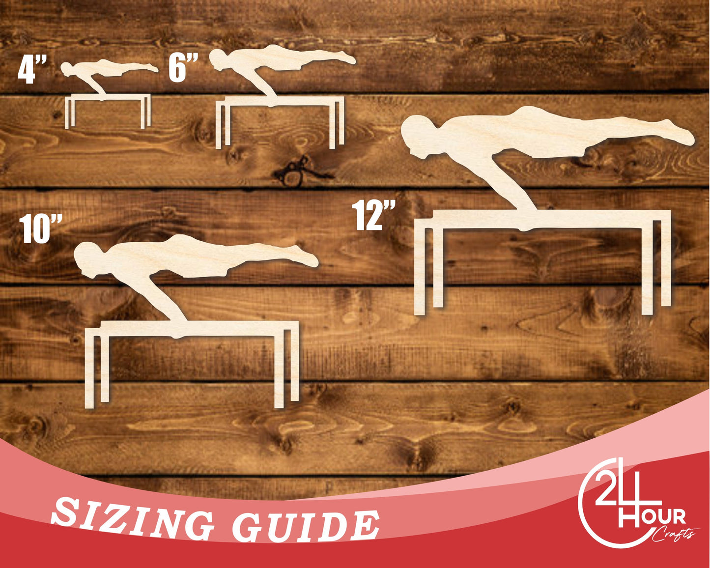 Unfinished Wood Gymnast Parallel Beam Shape | DIY Craft Cutout | up to 46" DIY